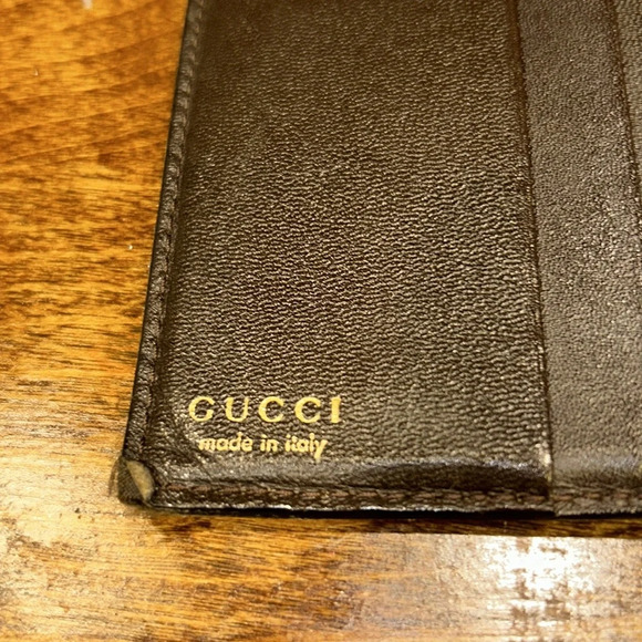 GUCCI wallet GUC brown leather long wallet VINTAGE gold clasp Luxury Find - Picture 13 of 14